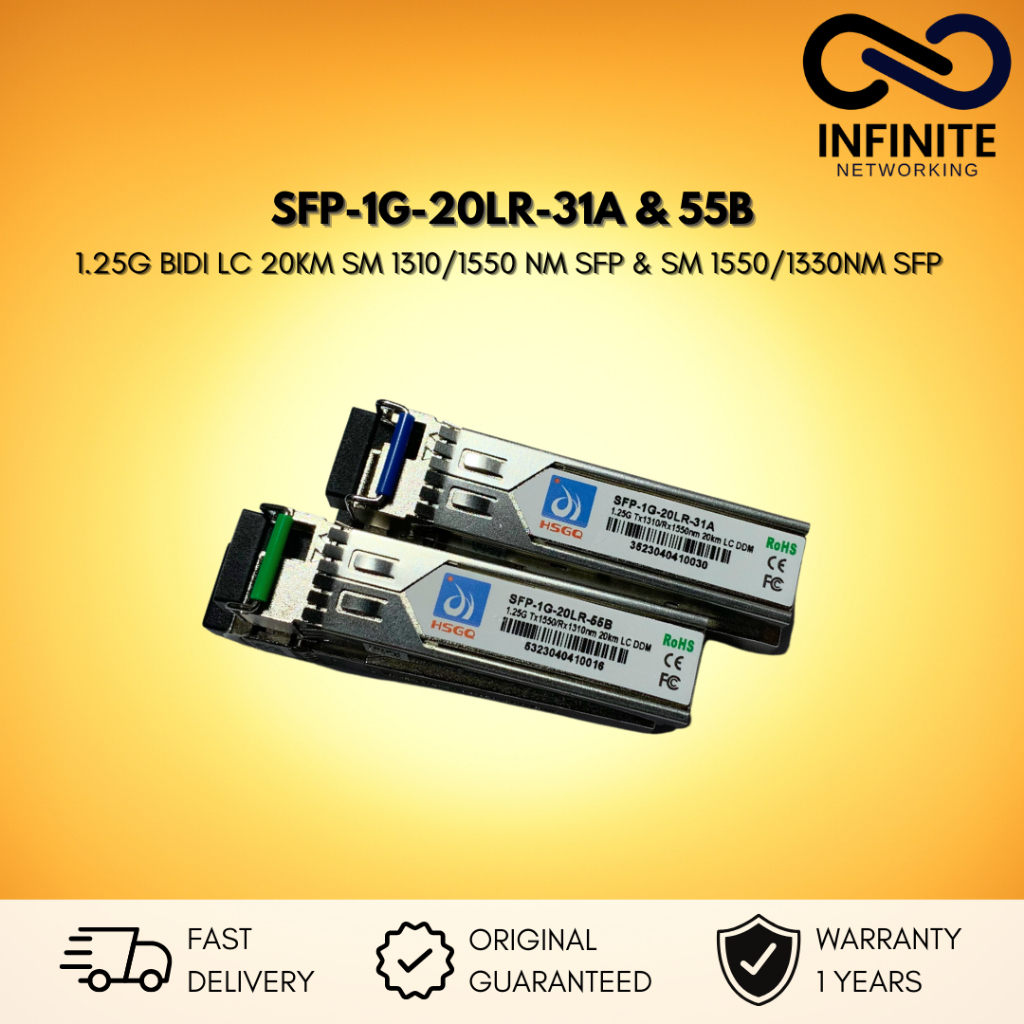 HSGQ SFP-1G-20LR-31A/55B 1.25G BIDI LC 20km SM 1310/1550nm