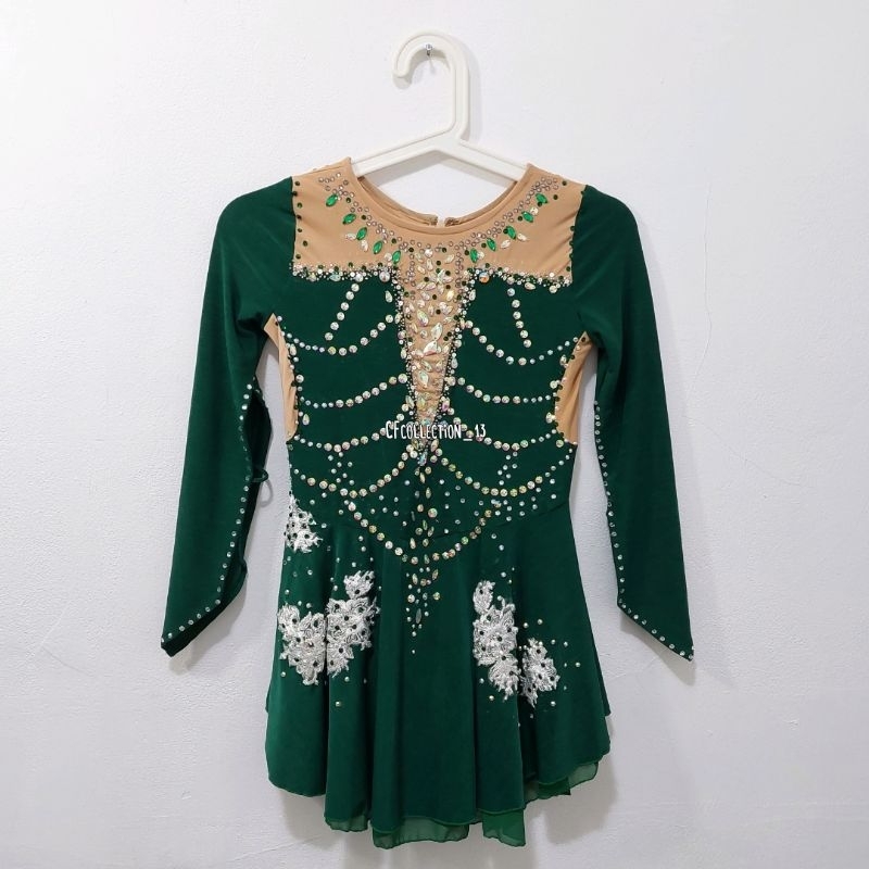 Dress / Baju Ice Skating Anak Warna Hijau Emerald