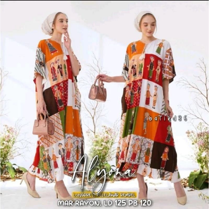 LONGDRESS KAFTAN MEMORIES BU TEJO SEMERBAK BATIK ORIGINAL RAYON PREMIUM DASTER TERBARU DASTER BUMIL 