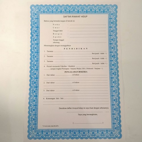 

KERTAS RIWAYAT HIDUP