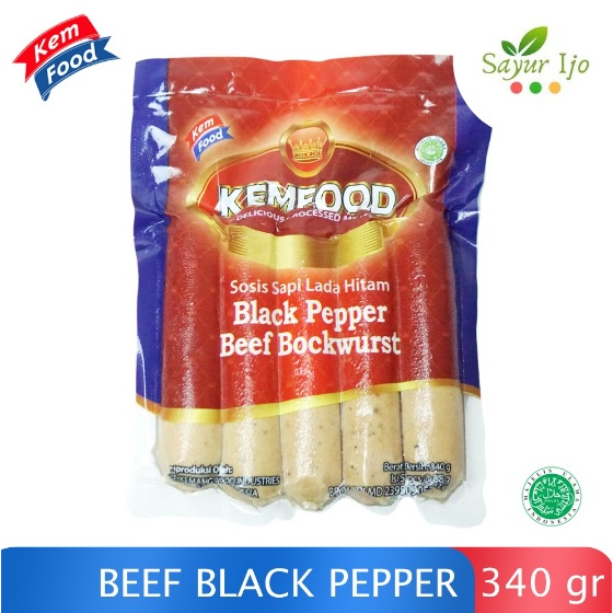 

KEMFOOD Sosis Sapi Black Pepper Bockwurst 340 Gram Fresh Beef Sausages
