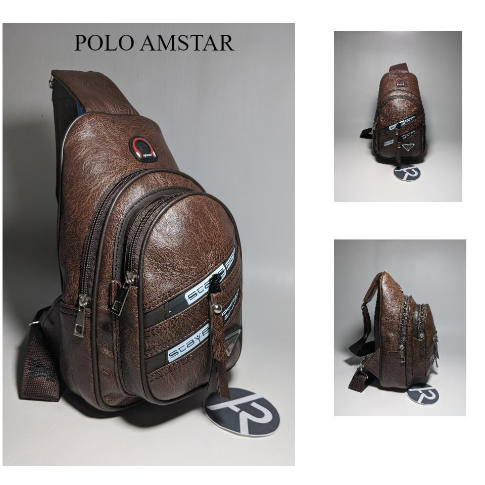 Tas Pria Kulit Import Slingbag Selempang Polo Amstar Office Bag