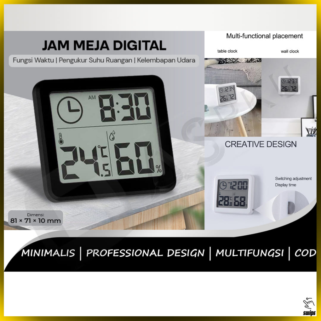 Jam Digital Meja Mini Dinding Watch Desk Wall Minimalis Kecil Portable Aesthetic Estetik