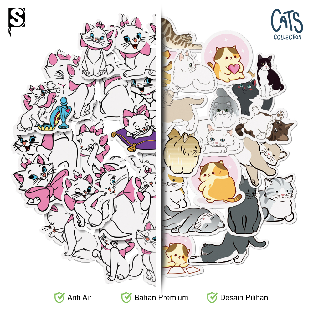 

stiker kucing lucu anti air I stiker journal book aesthetic I stiker tumbler I stiker journal