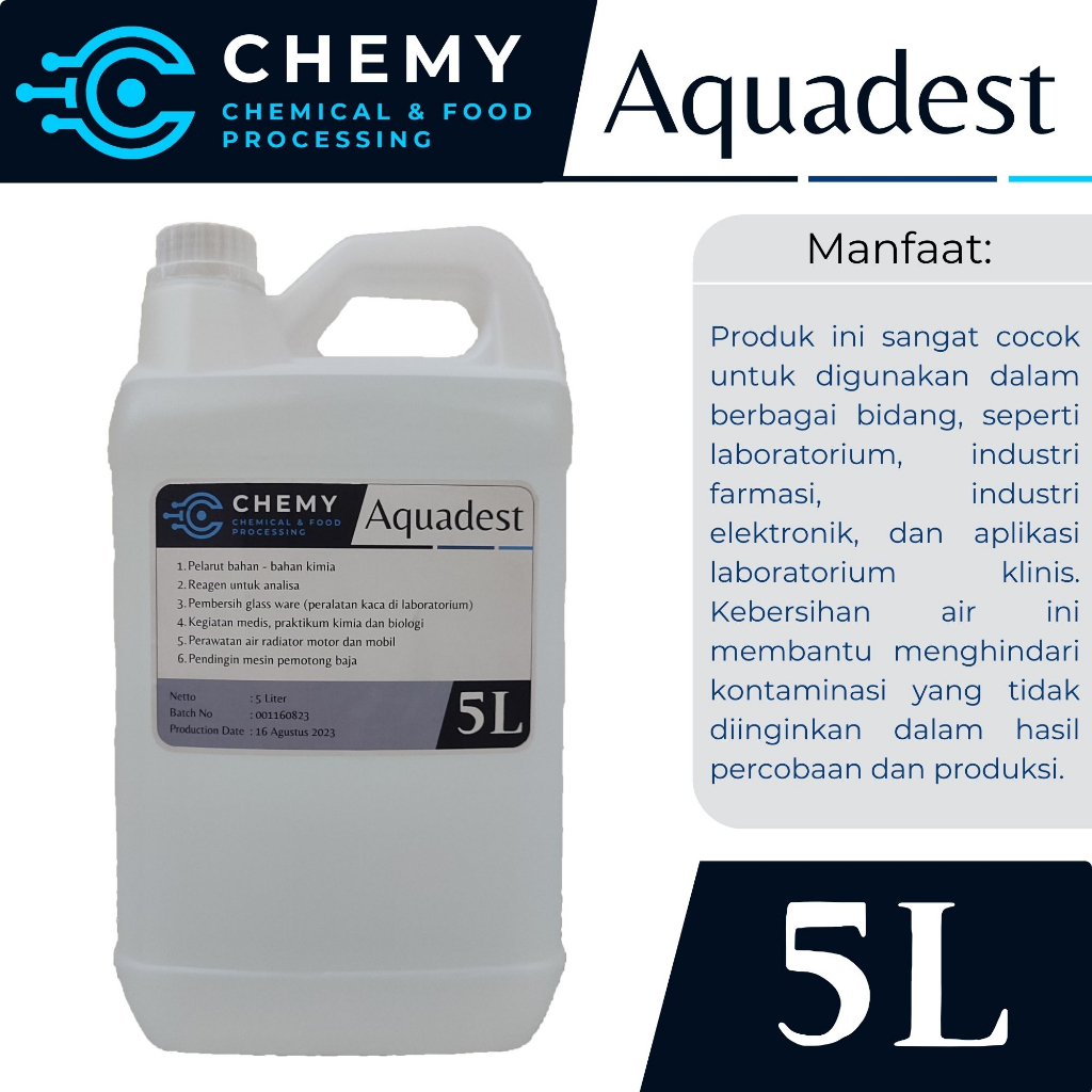 Aquadest 5 Liter - Aquadest Distilled Water - Pure Water - Air Suling - Air Radiator - 5000 ml