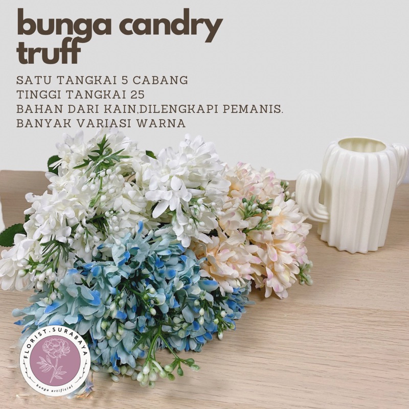 BUNGA CANDRY TRUFF 5 CABANG-BUNGA BUCKET ARTIFICIAL (KN-3)