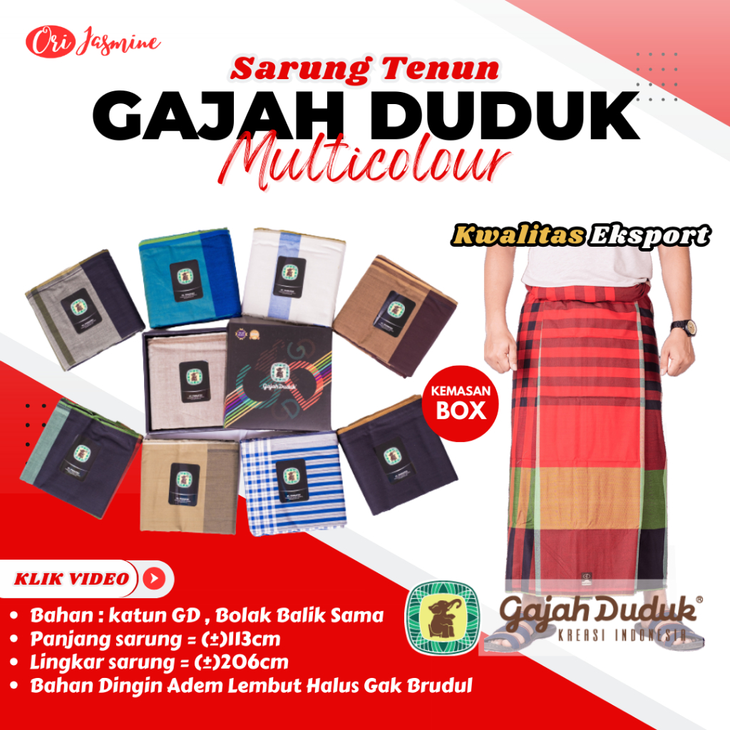Sarung Gajah Duduk Multi Colour Tenun Pria Laki Sholat