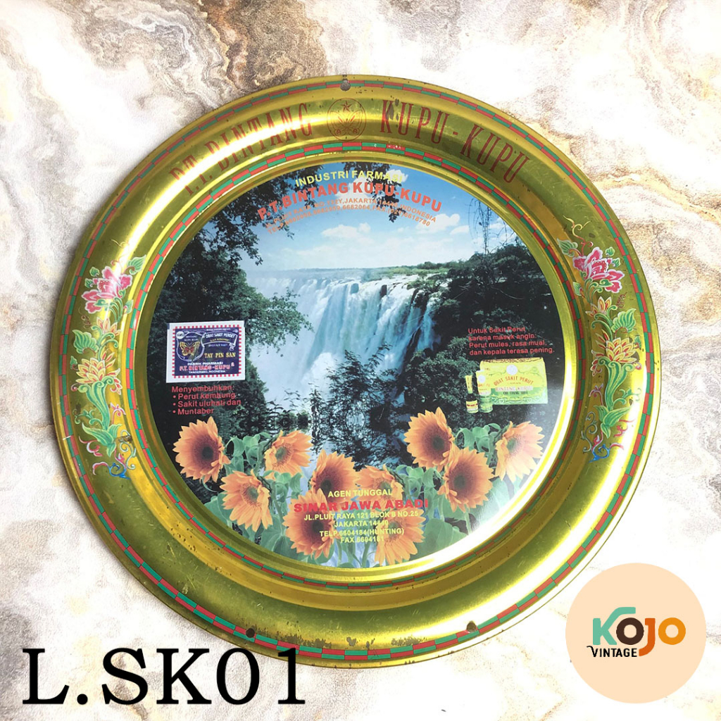 Baki / Nampan Seng Bekas Kalender Harian Jadul Vintage Lawas 1980-an Merk Obat Bintang Kupu - Kupu O