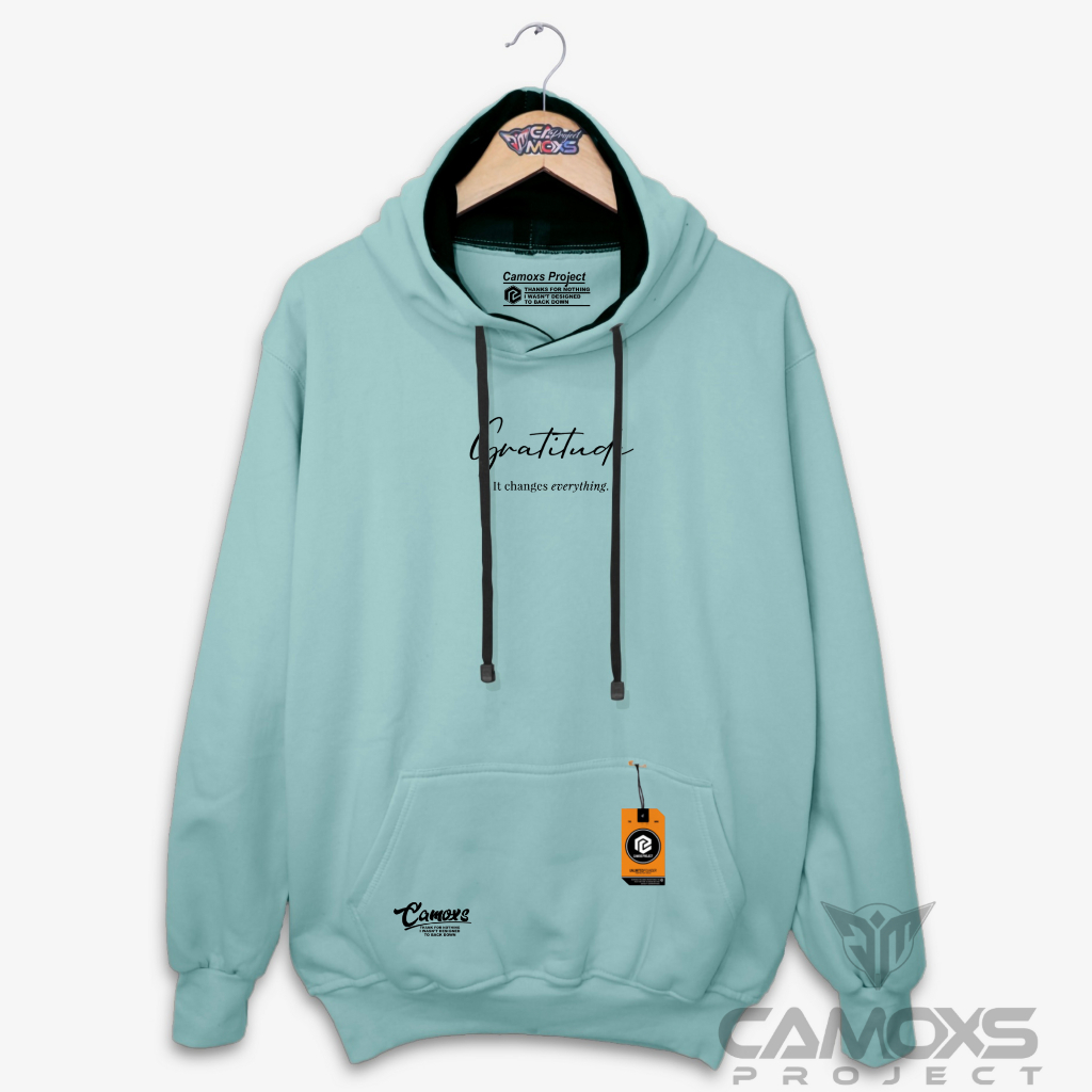 Switer Pria Oversize Warna Sage Green Sablon Gratitude Hoodie Cowok Distro Aesthetic Jaket Sweater T