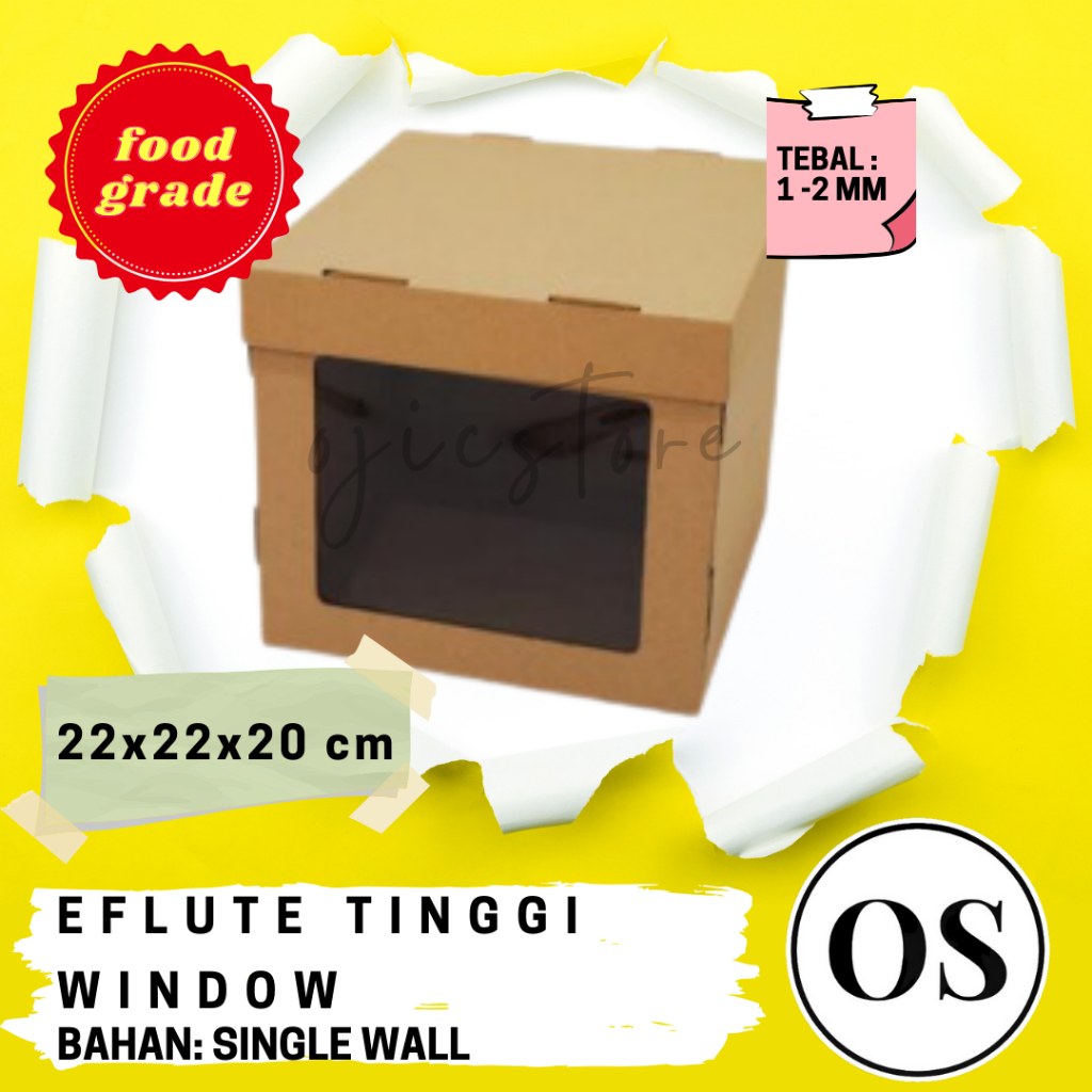 

Dus Eflute Tart Cake Tinggi Window 22x22x20 Untuk Packaging Aksesoris, Baju, Boneka, Hampers, Kue Tar, dan Roti