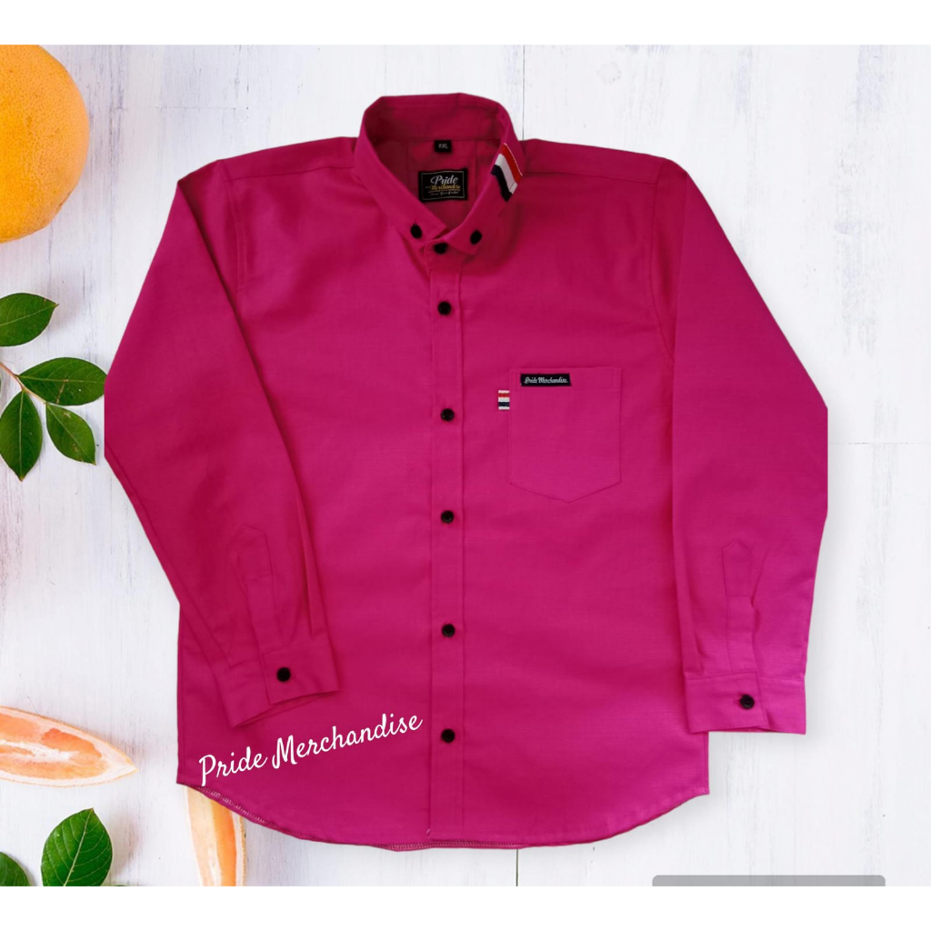 Pride Merchandise - Kemeja Anak Lengan Panjang Warna Fuschia Kemeja Anak Warna Pink Fanta