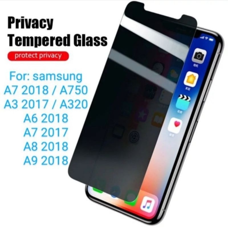 Tempered Glass Anti Spy SAMSUNG A6 2018 A7 2018 A8+ 2018 ANTI GORES KACA/FULL LAYAR/FULL COVER/ANTI 