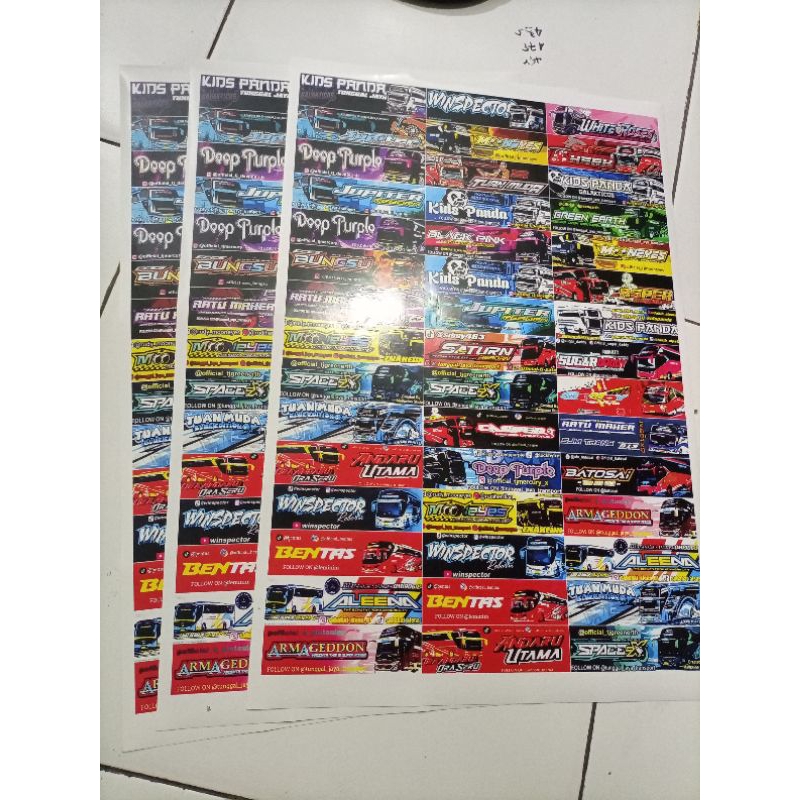 

3 lembar sticker bus basuri kids panda camur dalm 1 lembar isi 2l45 kotak