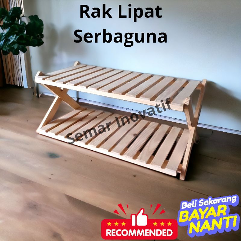 Rak Sepatu | Rak Susun Lipat Kayu | Rak Serbaguna