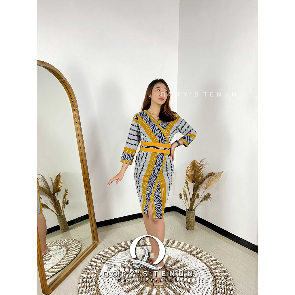 Dress Tenun Blanket Gaun Tenun Jepara Motif Etnik