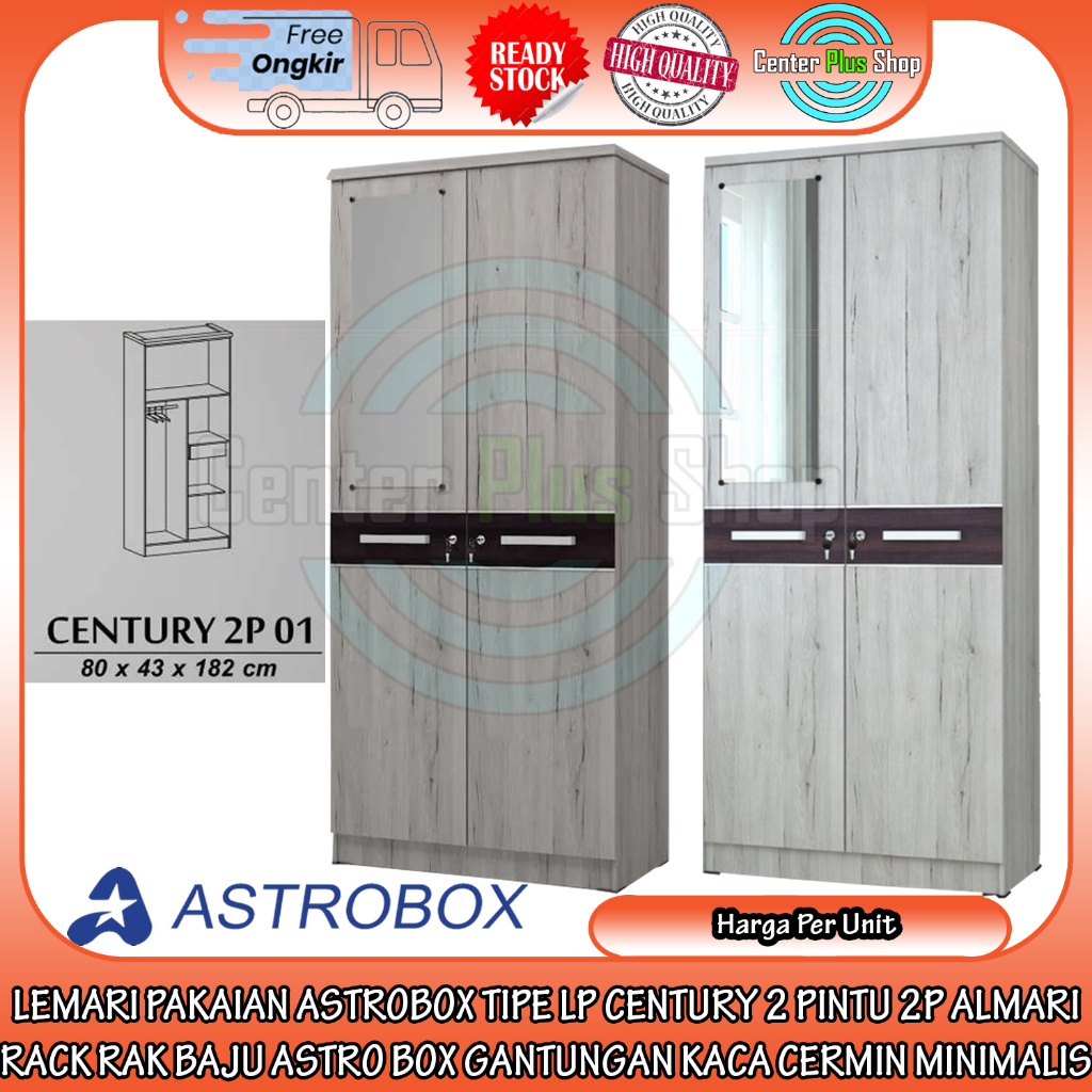 [Kargo] LEMARI PAKAIAN ASTROBOX TIPE LP CENTURY 2 PINTU 2P ALMARI RACK RAK BAJU ASTRO BOX GANTUNGAN 