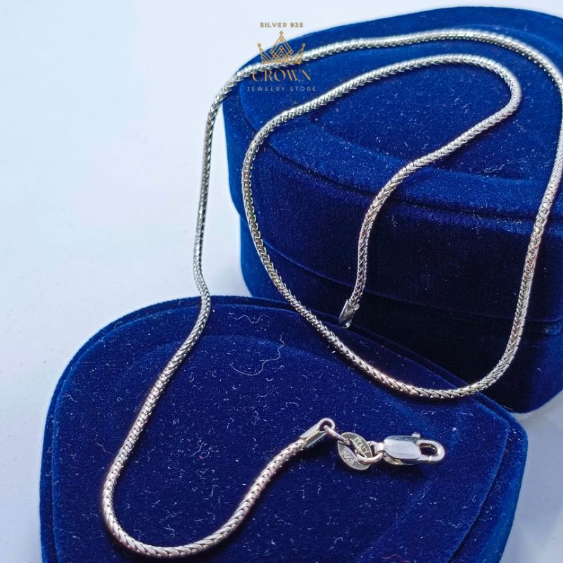 Kalung Silver 925 Perak Asli Model Sisik Padi Polos Elegan Simpel