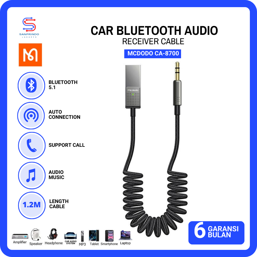 MCDODO CA-8700 Car Wireless Audio Receiver Bluetooth Car Bluetooth Receiver Bluetooth Mobil