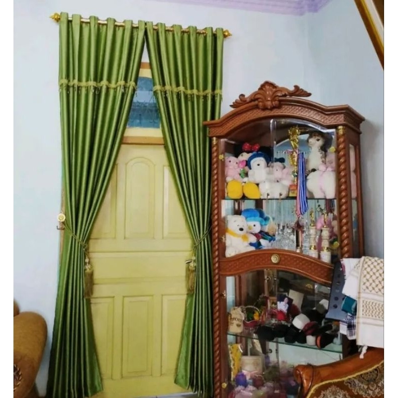 Gorden Blackout polos import model poni rumbai warna hijau