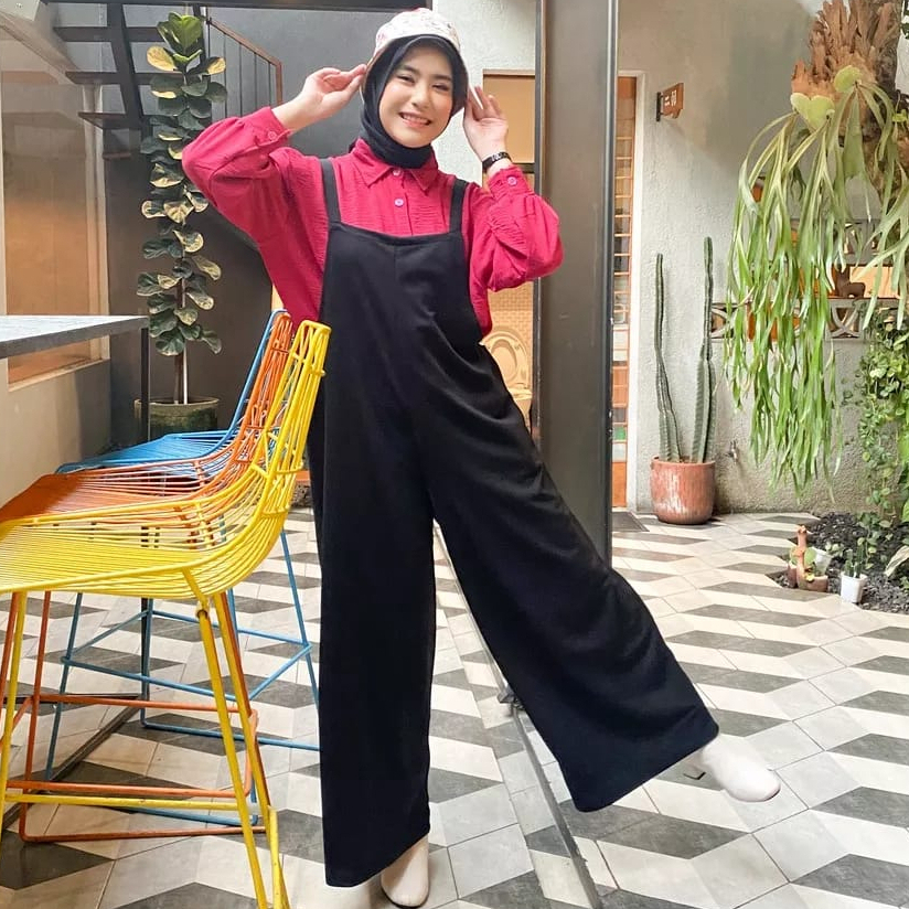 overall wanita dress korea baju kodok wanita korean style jumbo Albani Loose Overall