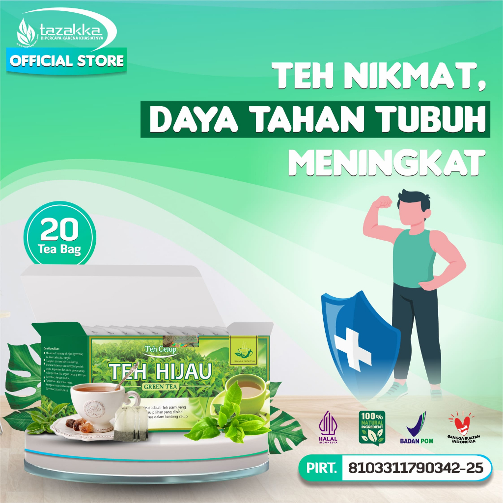 

Teh Hijau Diet Pelangsing Hilangkan Lemak Green Tea Herbal Tazakka 20 Kantung Celup Greentea Minuman Kesehatan Detox Drink