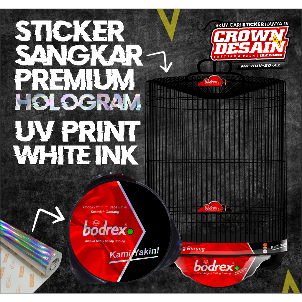 Decal Stiker Sangkar Murai ORIQ JAYA Sangkar Burung Bulat Variasi Hologram - Stiker Sangkar Tebok Bu
