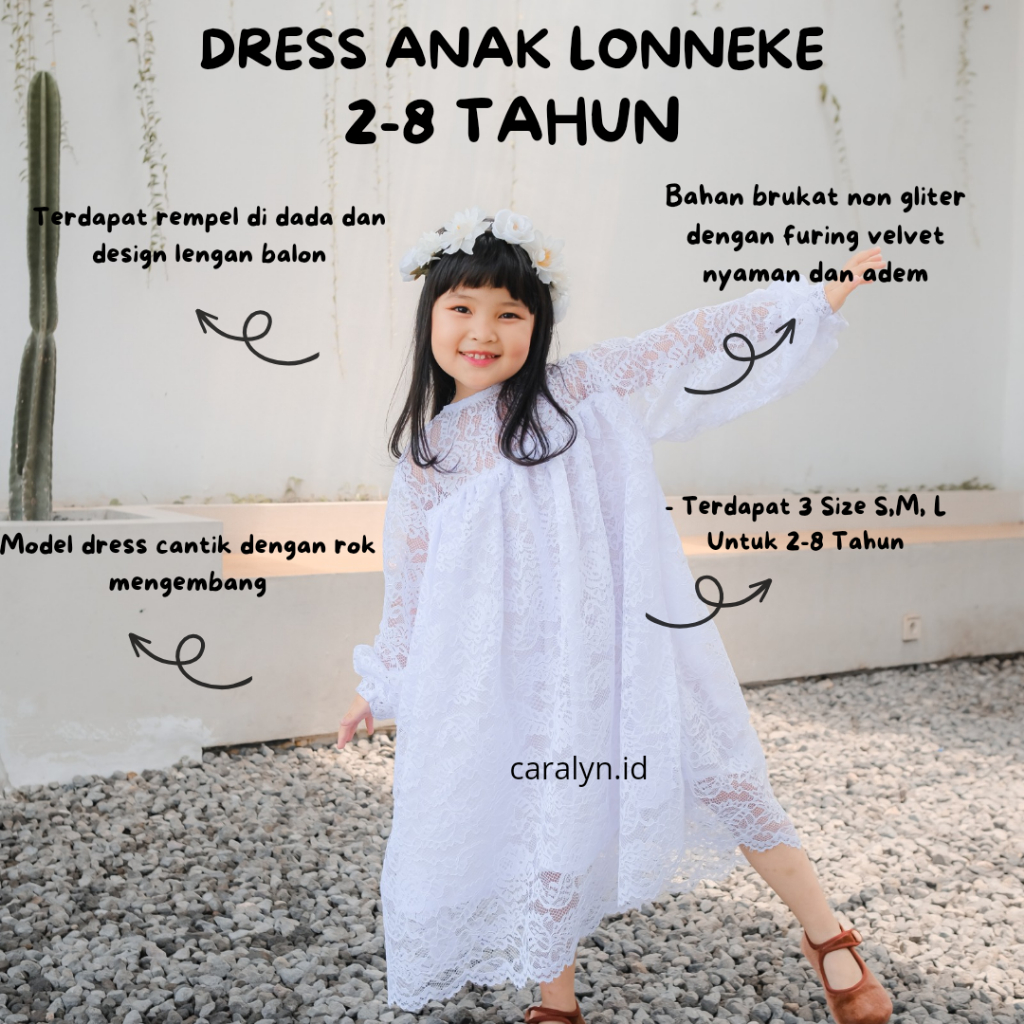 DRESS ANAK BRUKAT LONNEKE BAJU LENGAN PANJANG