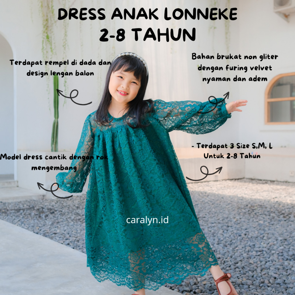 DRESS ANAK BRUKAT LONNEKE BAJU LENGAN PANJANG