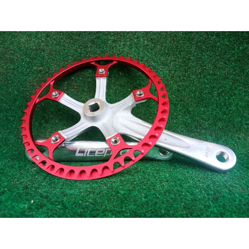 Set crank litepro original Chainring 47T  bolt bcd 130 mm aluminium Crank 5 lubang sepeda Lipat Fnho