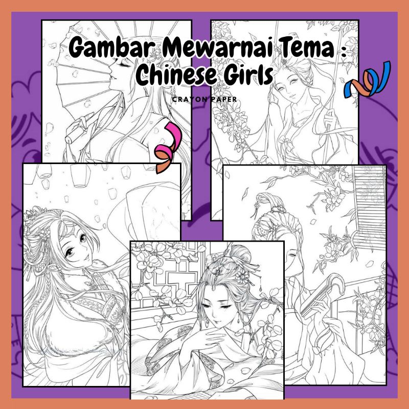 

Gambar Sketsa Mewarnai Tema Chinese Girls isi 50 Lembar - Mewarnai - Penghilang Setres - Buku Mewarnai Dewasa