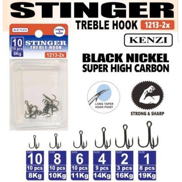 PC KENZI STINGER TREBLE HOOK 9987 NO 1,2,4,1/0,2/0 MATA KAIL PANCING CABANG 3 GUMALA MANCING