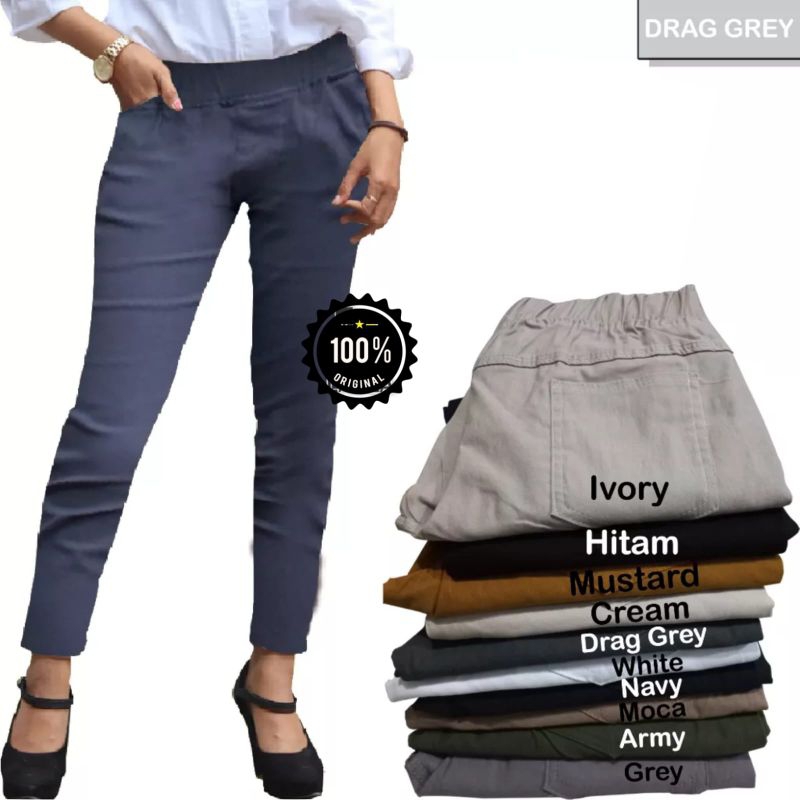 Celana Chino Wanita Bahan Melar Elastis Elizabeth Pants