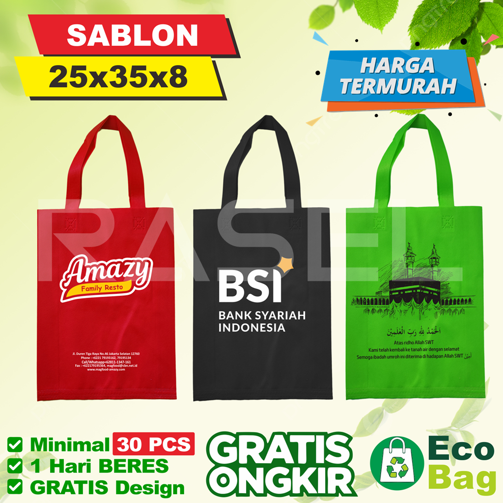 

1 hari BERES goodie bag spunbond 25x35x8 sablon custom ulang tahun ultah acara tas lipat Samping