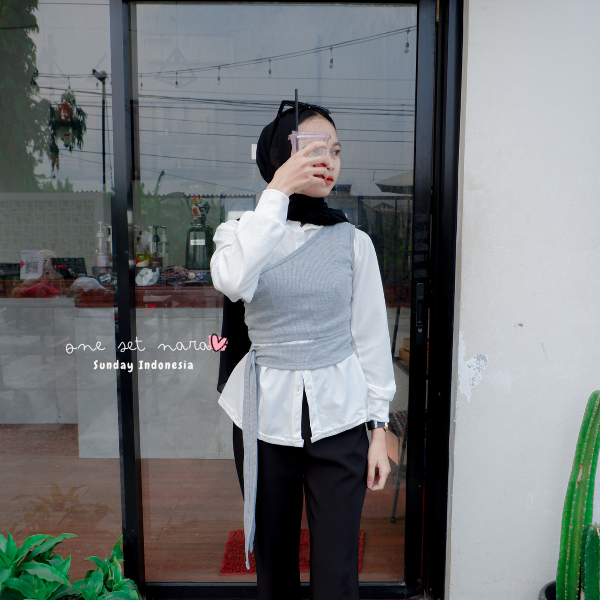 READY STOCK Kemeja Nara | One Set Nara | Kemeja Korea | Blouse Korea | Atasan Knit