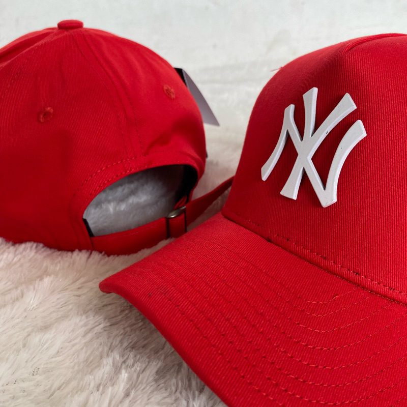TOPI NY MERAH LOGO PUTIH BESI ORIGINAL PREMIUM
