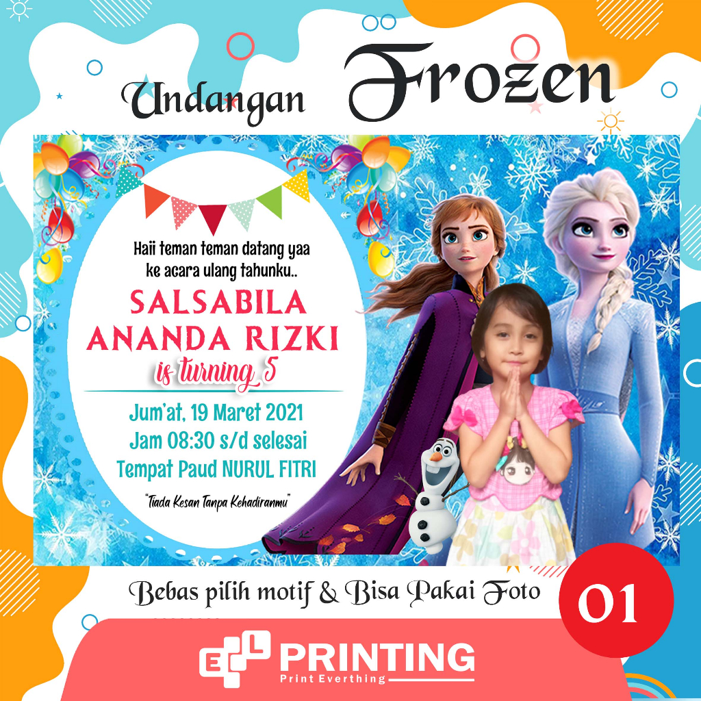 Undangan Ultah Anak Motif Frozen | Undangan Ultah | Frozen Card