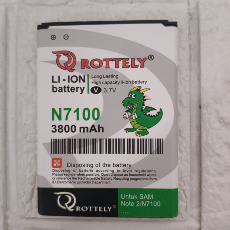 (NOTE 2)Baterai HP Samsung Galaxy Note 2 N7100 N 7100 EB595675LU NOTE2 Double Power Dobel IC ROTTELY