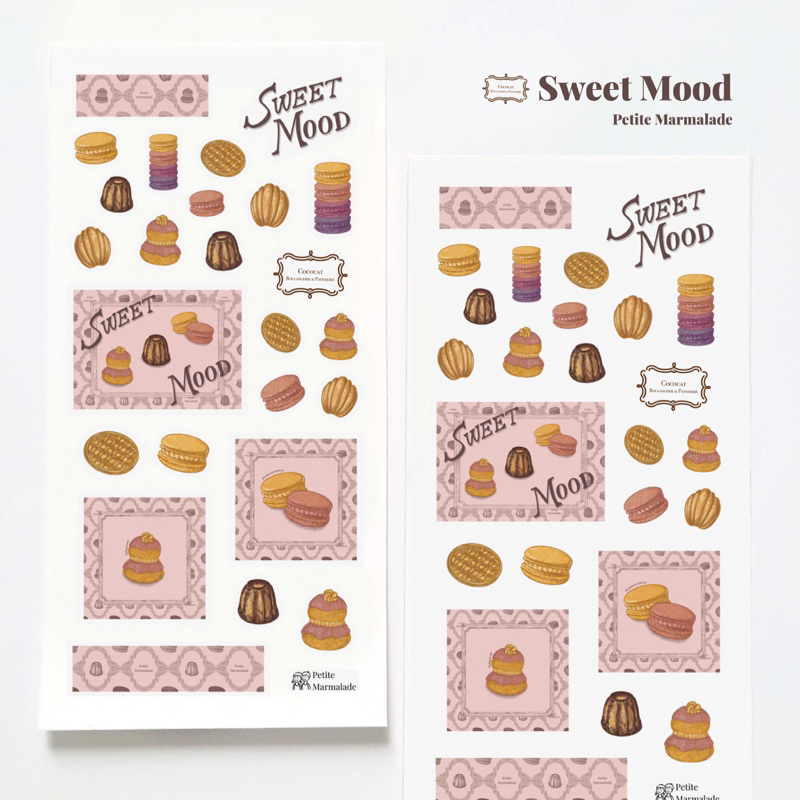 

[Petite Marmalade] 6 Desain deco sticker - SWEET MOOD / MACAROON / PARISIAN / CANELE / DESSERT / WAFFLE / AESTHETIC / KOREAN CAKE STICKER SET