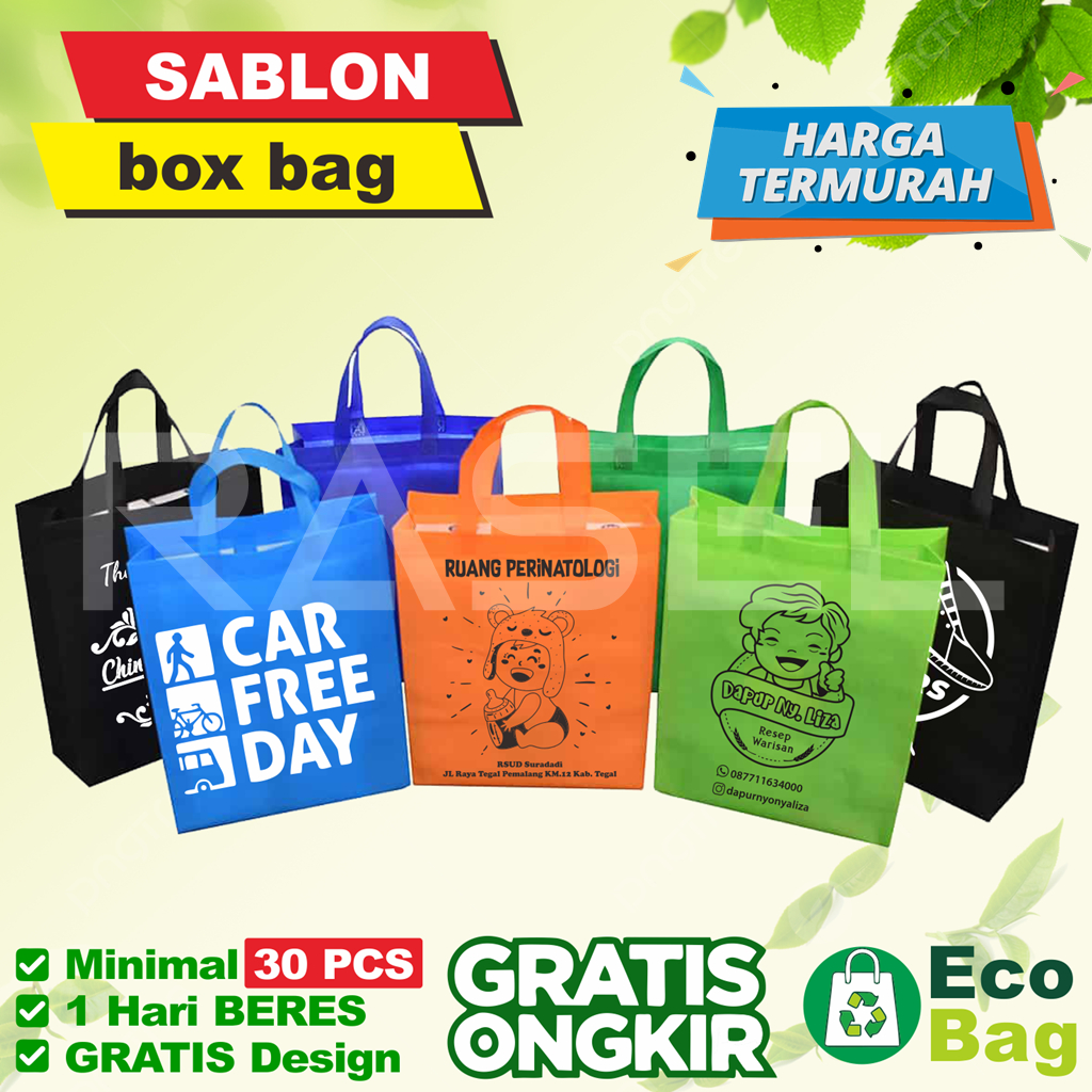 

1 hari BERES cetak logo nama tulisan sablon custom box bag tahlil lahiran pengajian acara event seminar