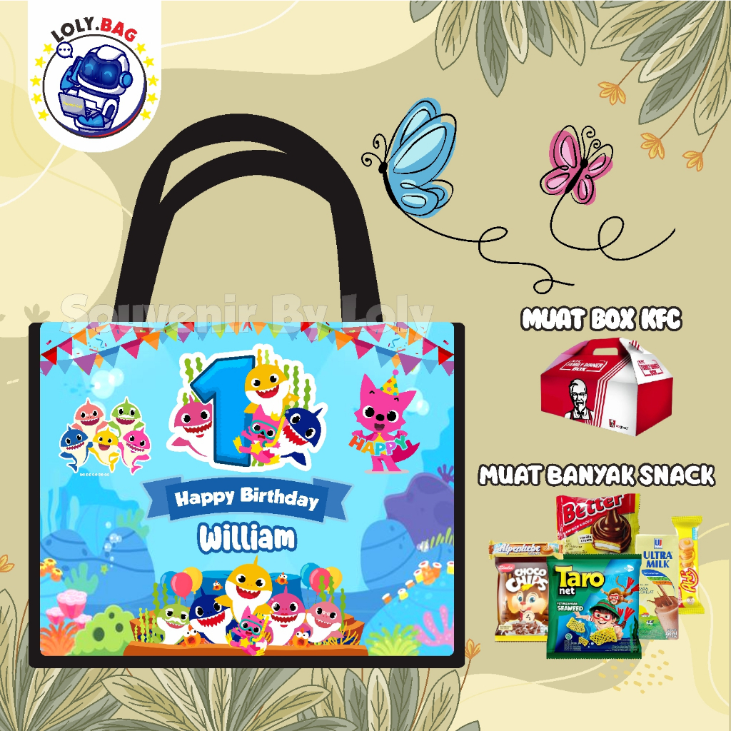 

Tas Ultah / Tas Ulang Tahun Anak / Goodie Bag / Tas Murah TEMA BABYSHARK