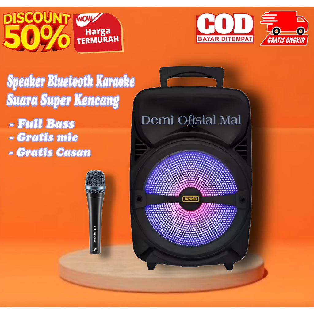 COD Speaker Bluetooth Karaoke Ukuran Jumbo Bonus Mic Extra Bass / Spiker Karoke Bluototh Besar / Sal