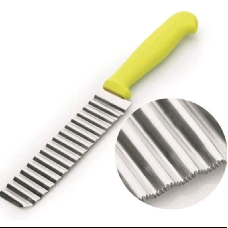 pisau gelombang kentang timun acar TEBAL warna HIJAU / pisau gerigi / pisau buah / pisau kentang