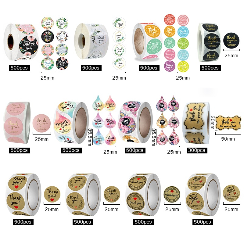 

TQD06 Per Pcs Sticker Label Logo Tempel Thank You Letter White Drop Flower D 2.5 Cm Seal Packing