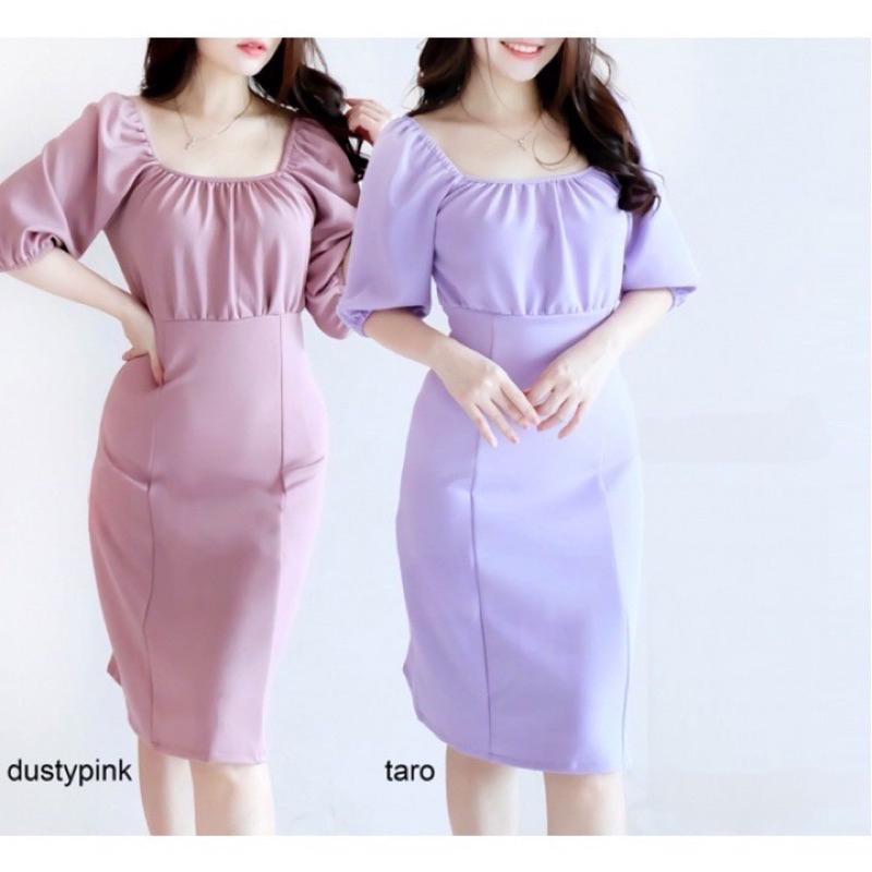 DRESS SPAN MIDI SCUBA VANIA OUTFIT WANITA DEWASA REMAJA KEKINIAN TERBARU KONDANGAN VIRAL MURAH