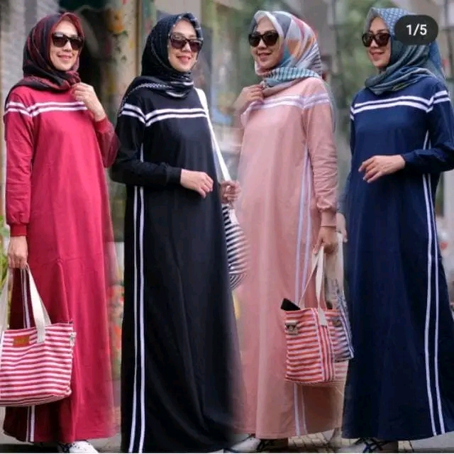 Agb gamis kaos combed inji polos gamis trendy wanita