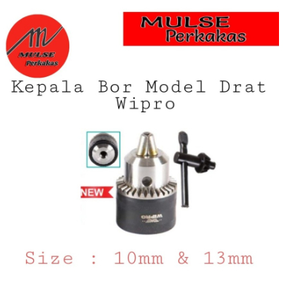 Kepala Bor Model Drat 10mm 13mm Wipro + Kunci Bor