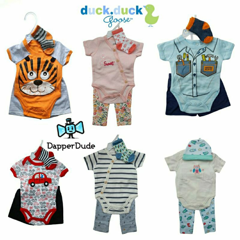 Dapper Dude / Duck Duck  3 in 1 Set Boys & Girls / Setelan 3 in 1 Anak Bayi Laki-Laki & Perempuan (N