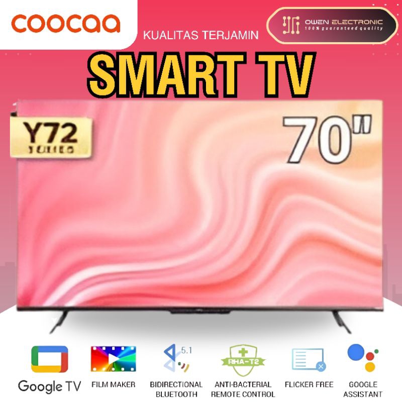 Google TV COOCAA 70 Inch Smart LED TV- Flicker Free COOCAA 70Y72 - TV