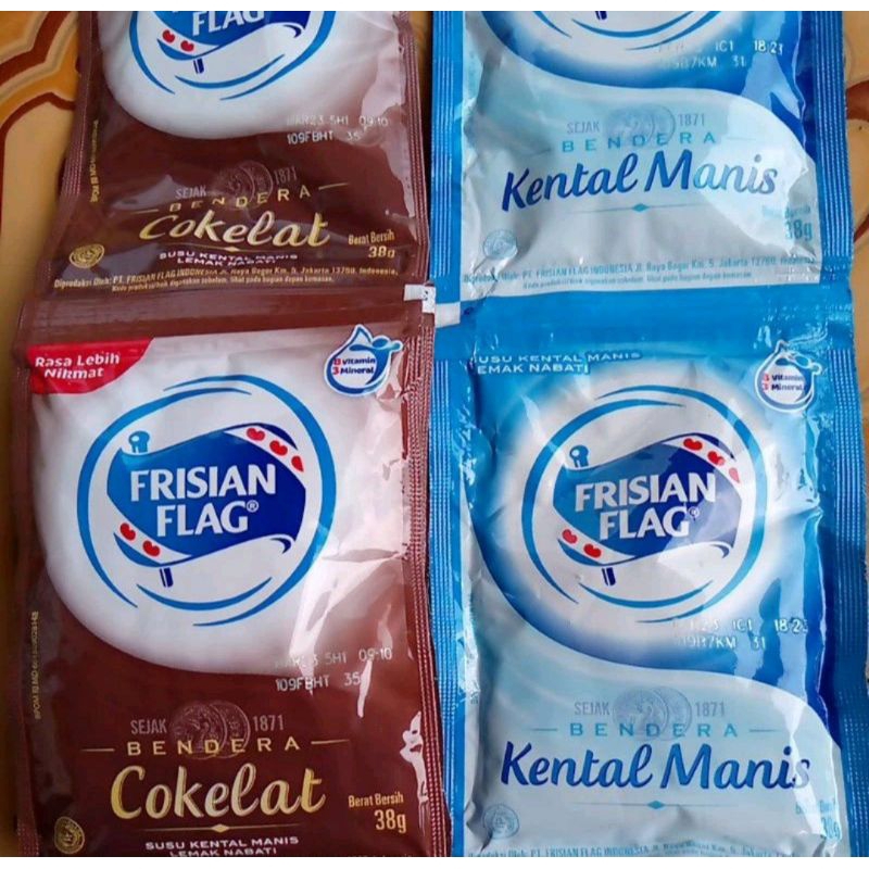 

FRISIAN FLAG susu kental manis putih/cokelat // 40 gram per sachet // isi 6 sachet