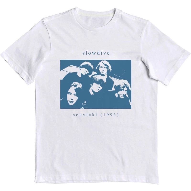 KAOS BAJU BAND SLOWDIVE WHITE - SOULVAKI 1993 |  KAOS BAJU BAND PREMIUM | KAOS PUTIH BAND ROCK TERLA